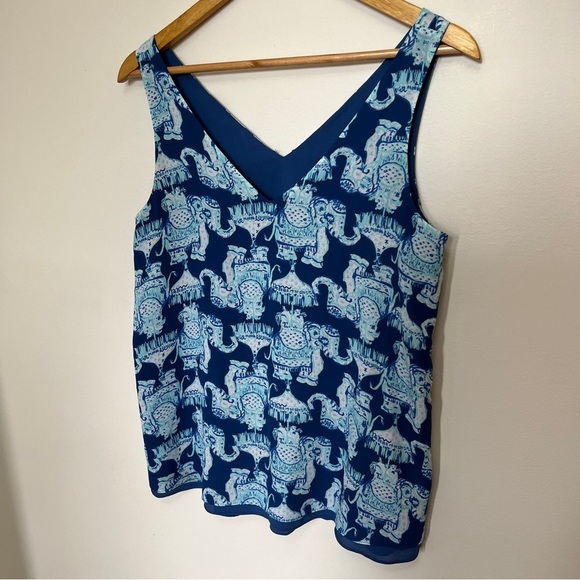 Lilly Pulitzer Florin Reversible Tank in Deep Indigo Joy Ride Print Size XS/S - Picture 3 of 5